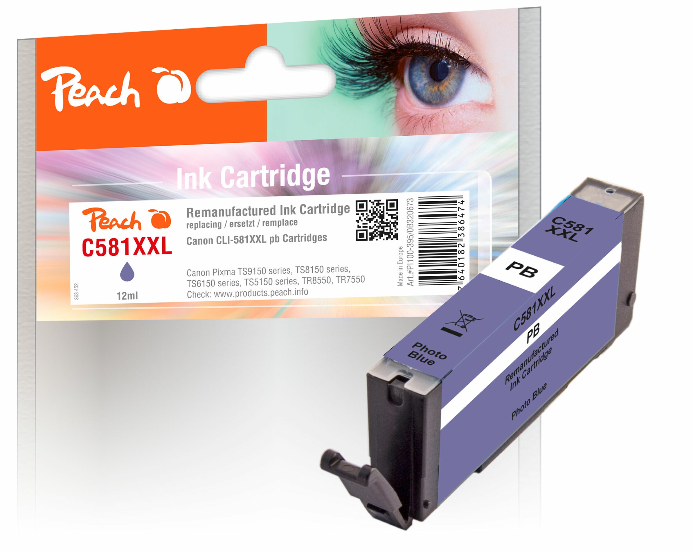 Peach C581 XXLPB Druckerpatrone XXL blph ersetzt Canon CLI-581XXLPB, 1999C001 für z.B. Canon Pixma TS 8351 a, Canon Pixma TS 8350 (wiederaufbereitet)