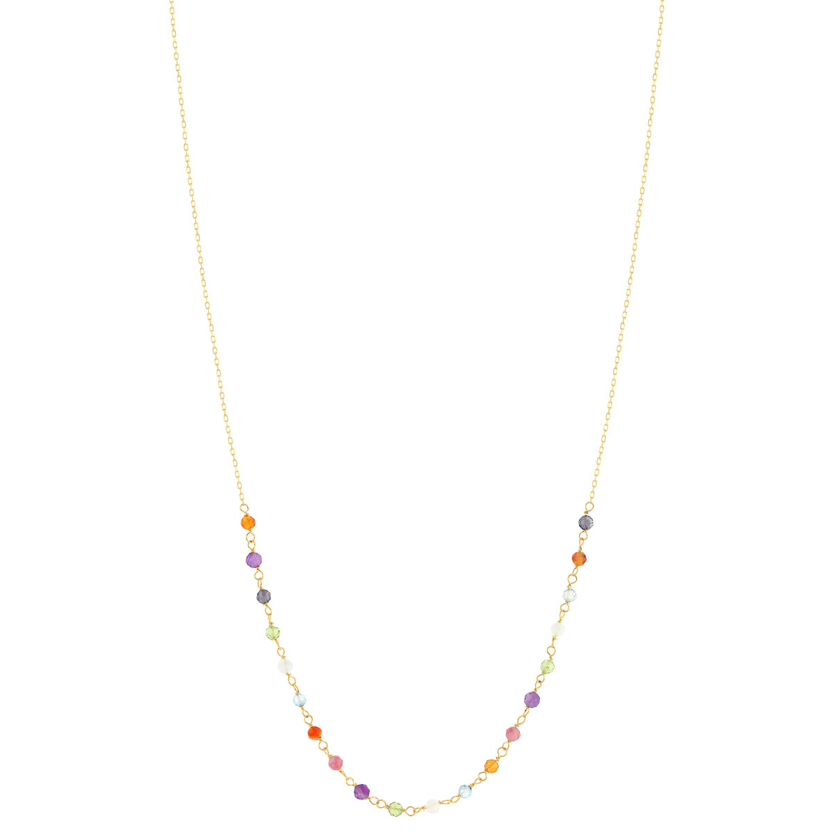 Collier or 375 jaune pierres naturelles 43cm