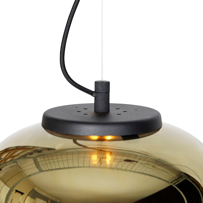 Design hanglamp zwart met goud glas 2-lichts - Bliss