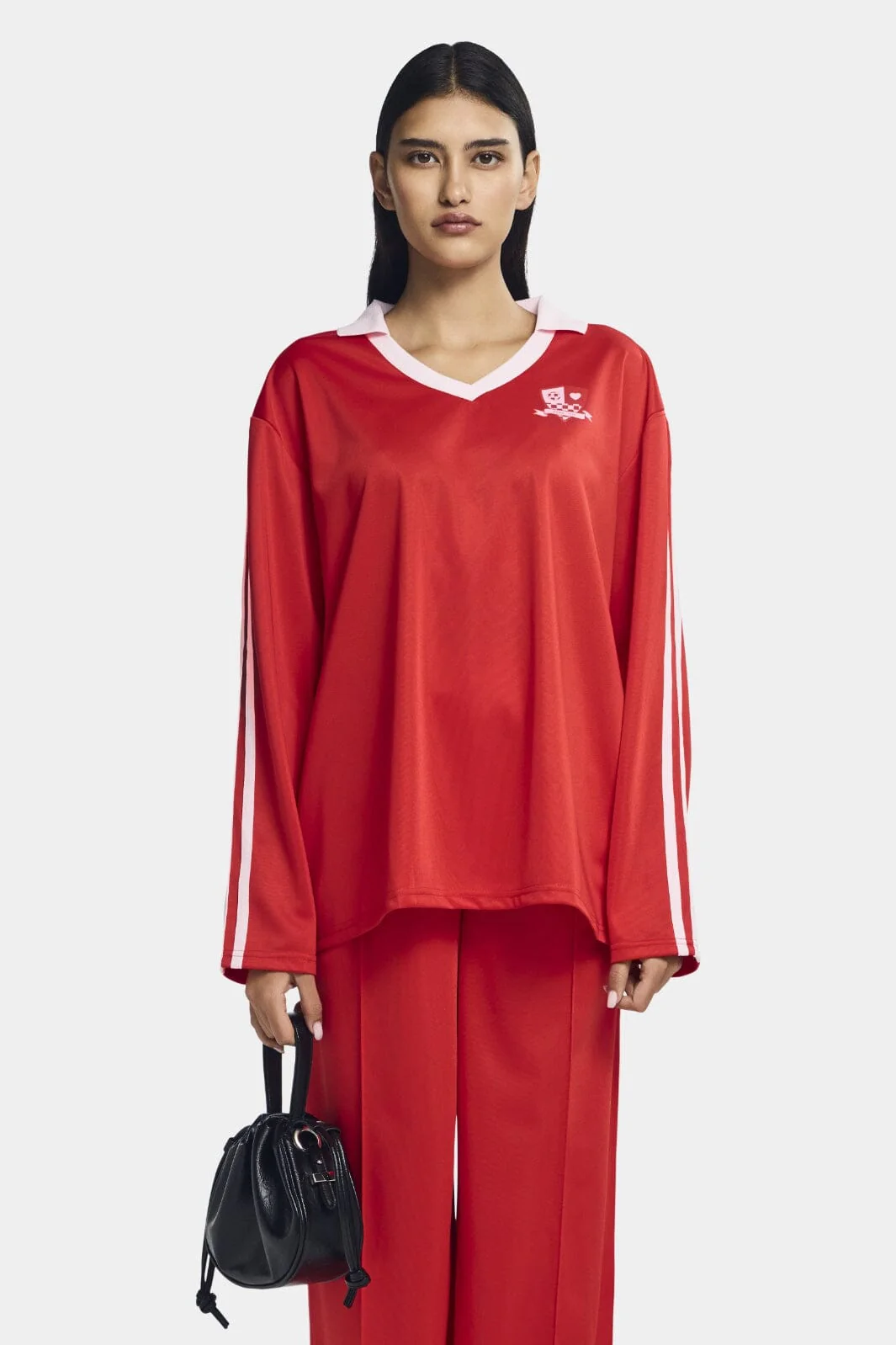 Pieces Pcgrace Ls Polo Shirt Fsy 4756340 high risk red pink a boo stripe