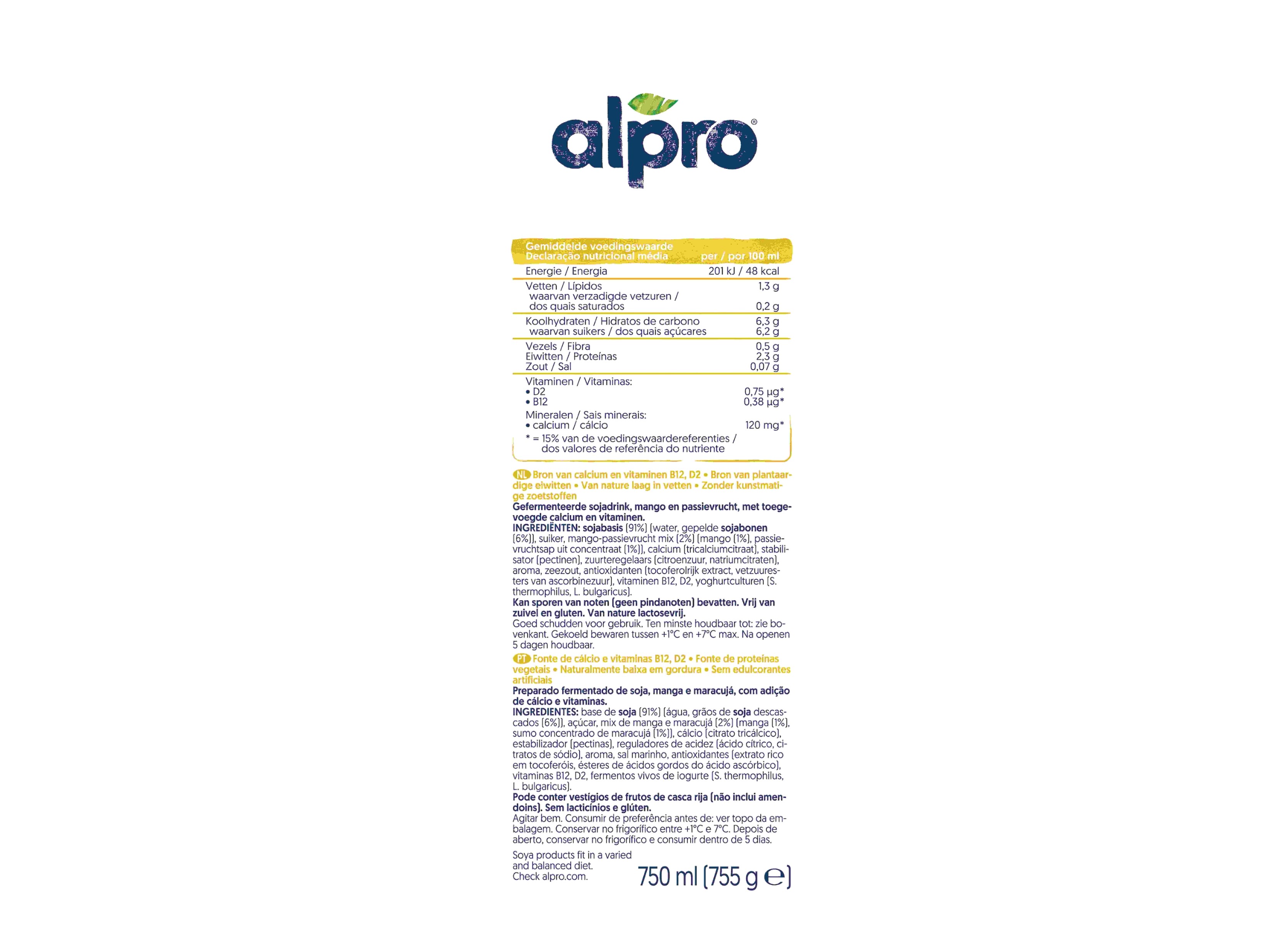 YOFU LIQUIDO ALPRO MANGA MARACUJÁ 750 ML