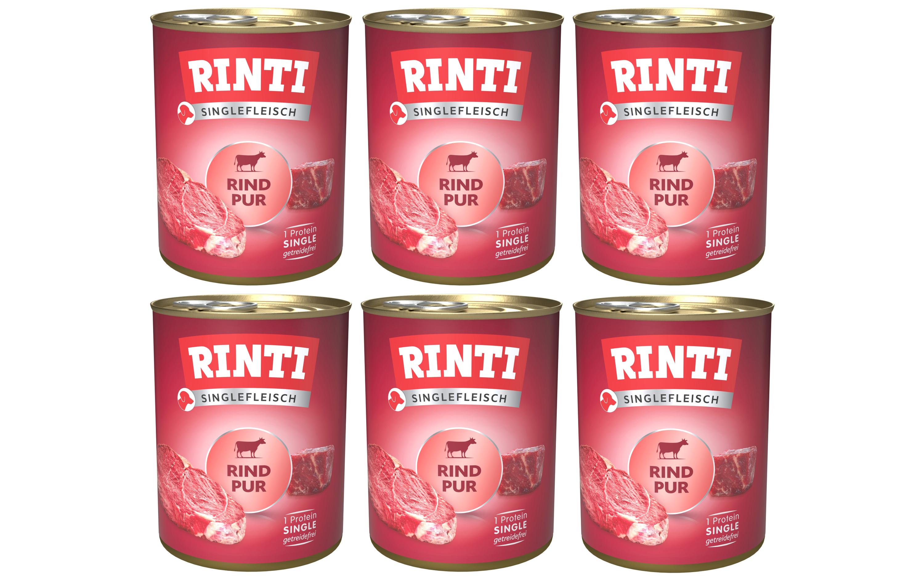 Nassfutter Singlefleisch Dose Rind Pur, 6 x 800 gAlleinfuttermittel für ausgewachsene Hunde
