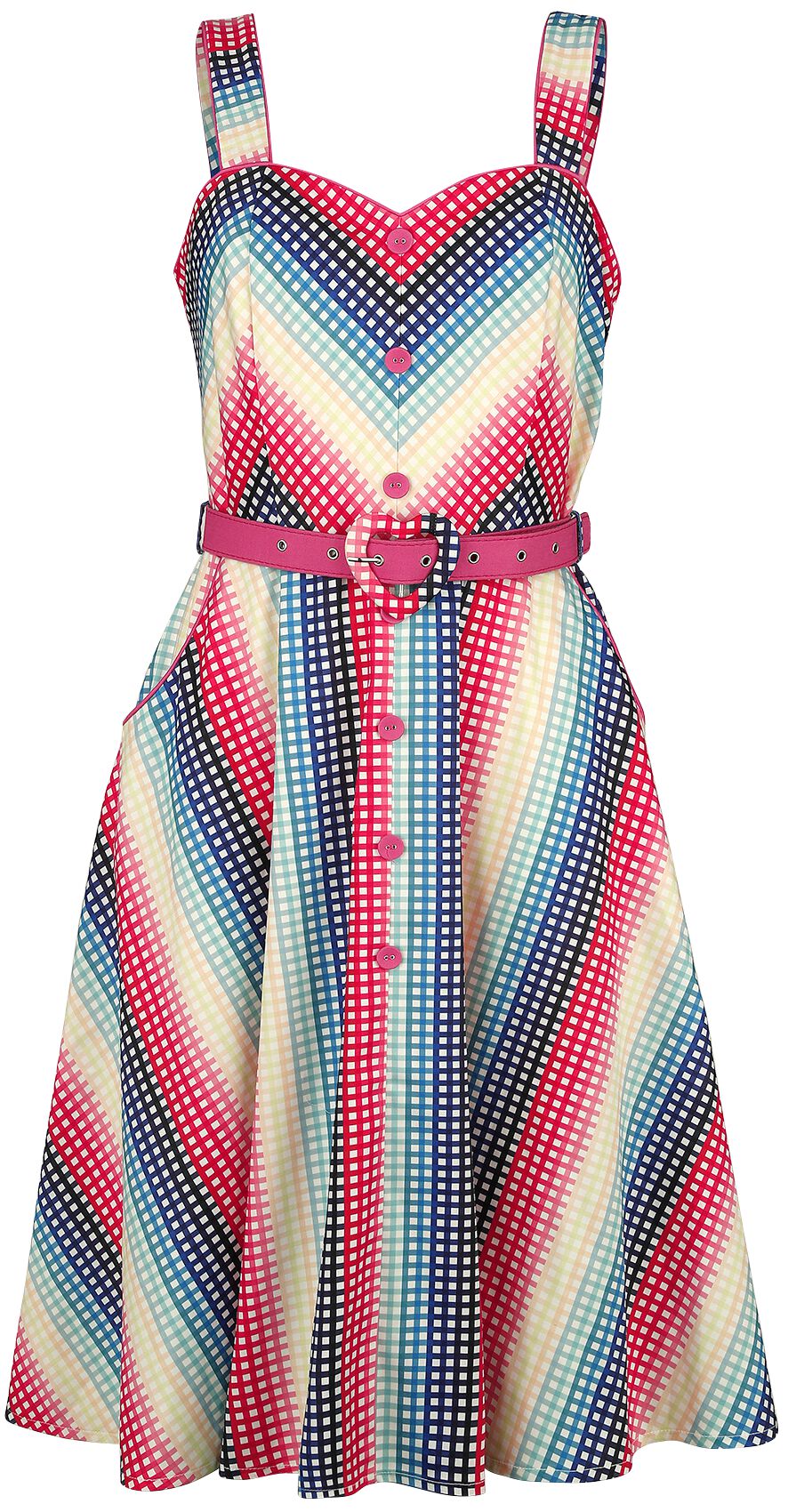 Robe Évasée Serene Rainbow Gingham | Voodoo Vixen Robe mi-longue