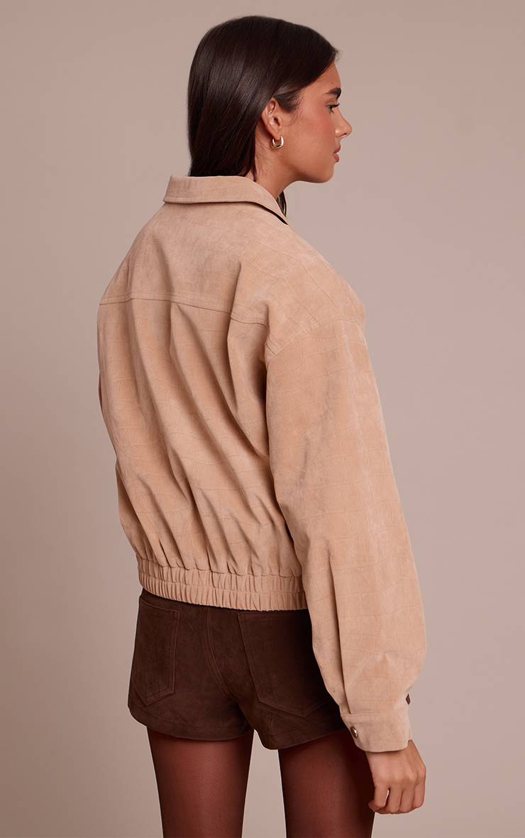 Sable Veste Bomber En Suède Effet Croco