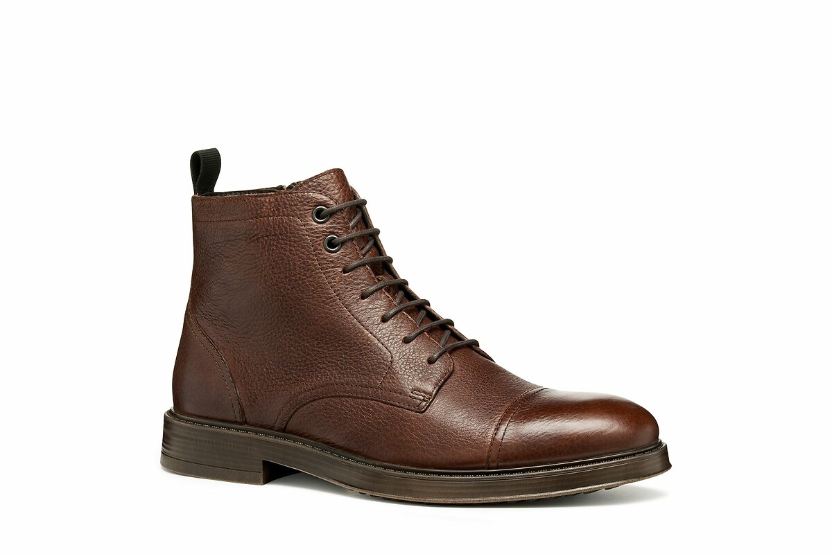 GEOX<br>Botas de tornozelo em couro respirável com cadarços Henreys
