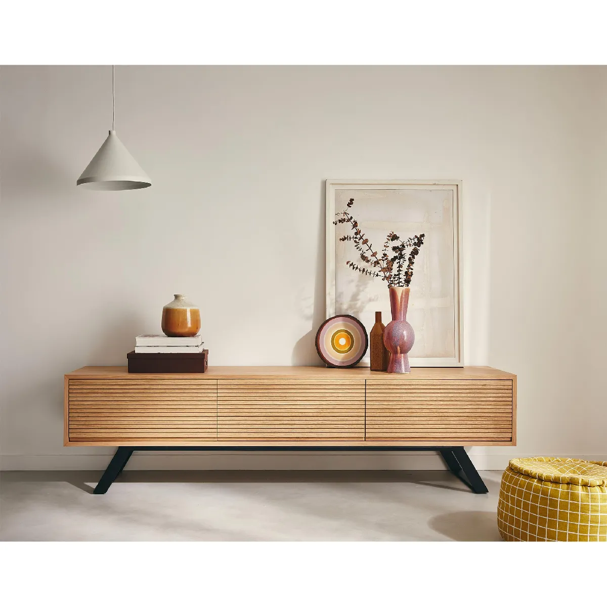 Lisa Design Zapallar meuble TV 206 cm - Bois/Noir