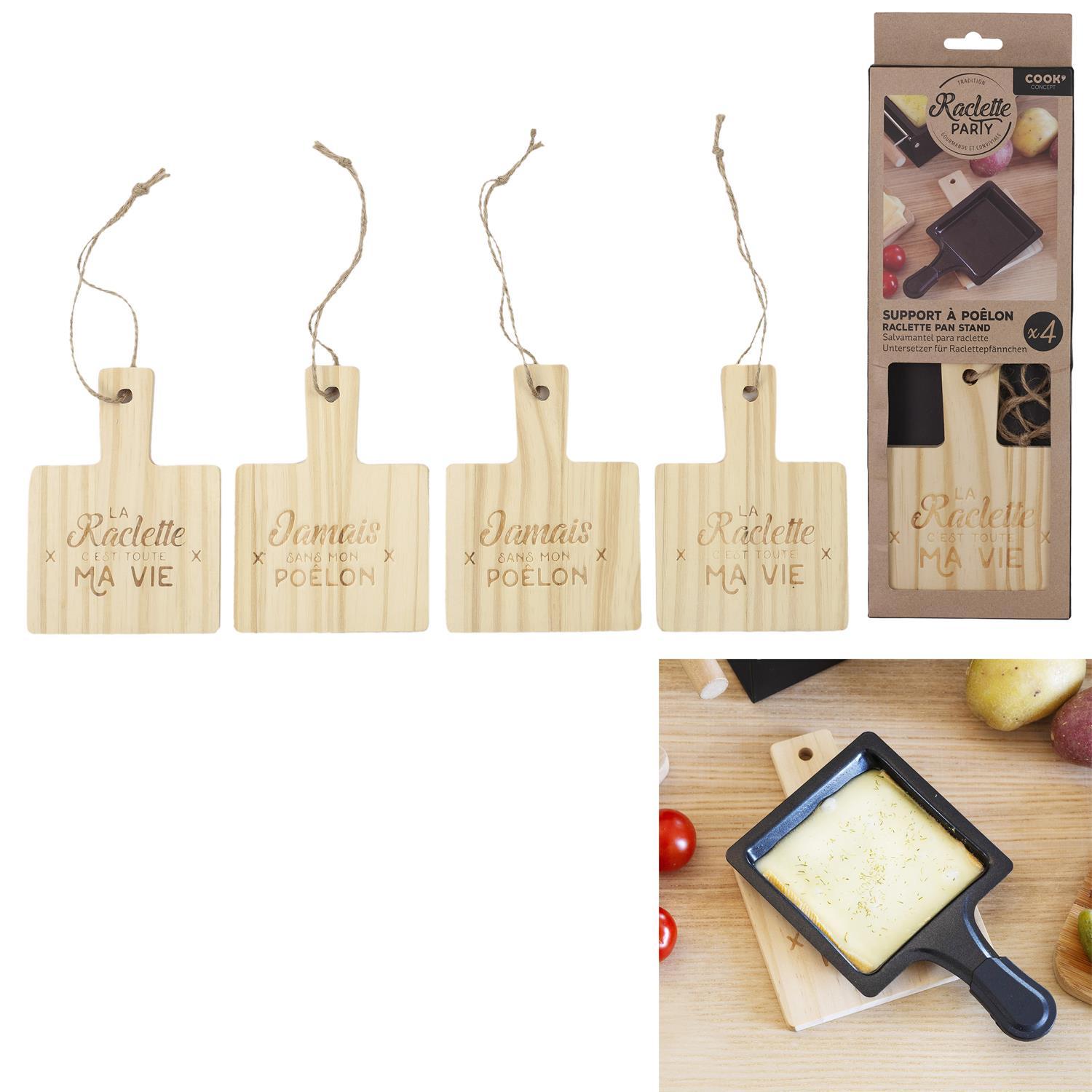 REPOSE POELON RACLETTE BOIS X4 PIECES