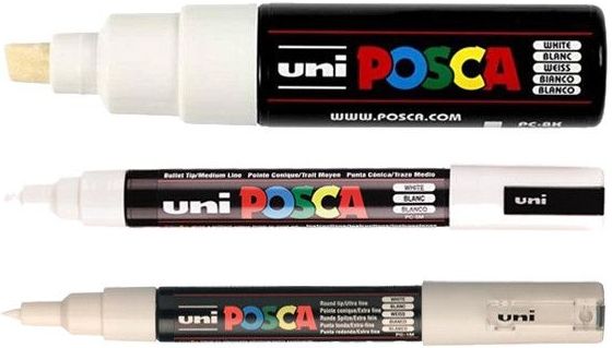 POSCA PC-1MC/5M/8K verfmarkerset wit (3 stuks)
