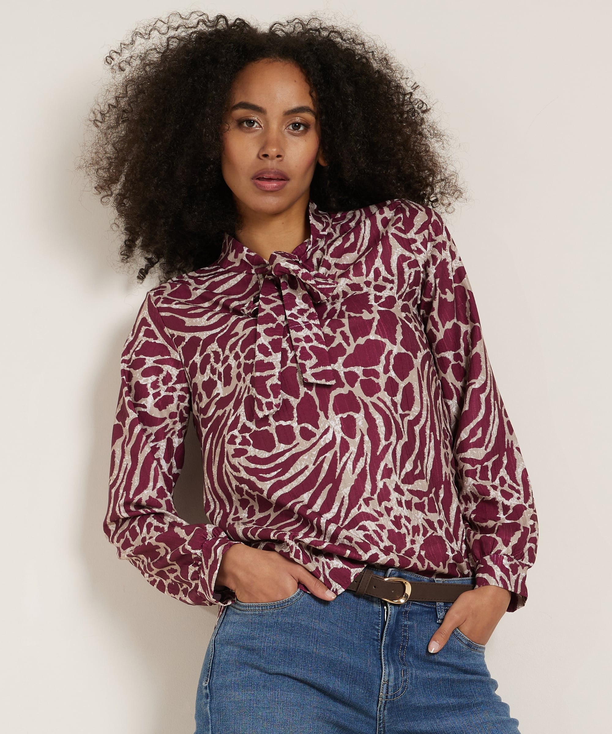 animalprint top met strik