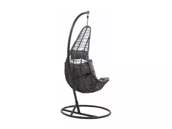 fauteuil suspendu balancelle de jardin soleil métal-pp-coussin gris 103x83x200cm
