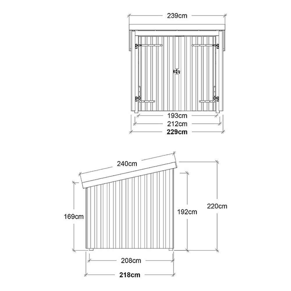 SYKKELSKUR PLUS NORDIC DOBBELDØR 1512X1878 MM UBEHANDLET 5M²