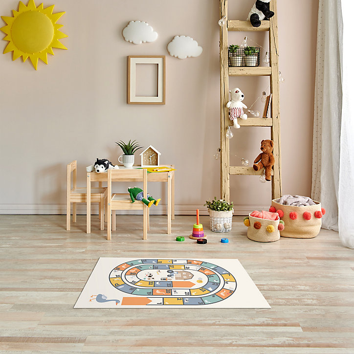 Tapis vinyle motif jeu de l'oie multicolore L.83 x l.49,5 cm x ep. 2 mm