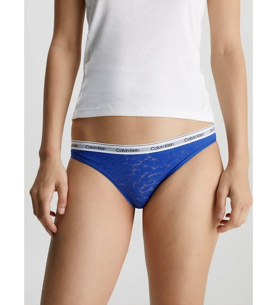 Conjunto de 3 calcinhas Calvin Klein de renda brasileira - Verde, Azul, Bege