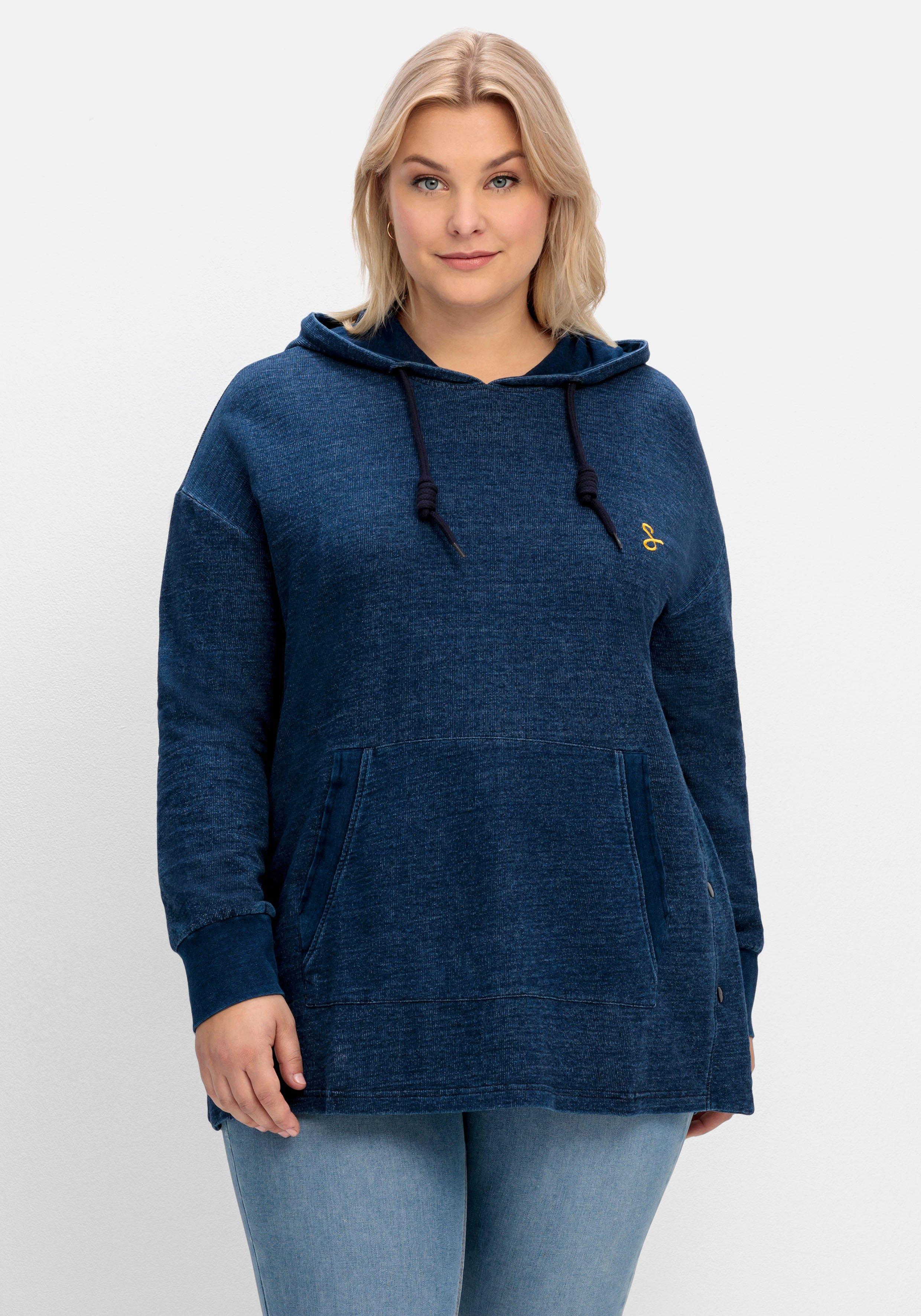 Kapuzensweatshirt mit Kängurutasche, in Denim-Optik