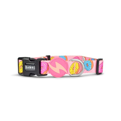 Coleira em formato de donut para cães, várias cores.