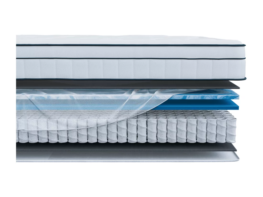 Matelas 160x200 Thalassa Hybride : Ressorts Ensachés - Mémoire de Forme Haute Qualité - Mal de Dos - Ferme - Confortable - Promotos Douce Lune