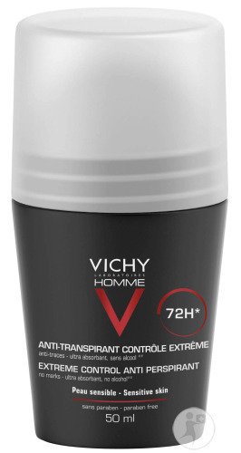 Vichy Homme Déodorant Anti-Transpirant 72H Contrôle Extrême Roll-On 50ml
