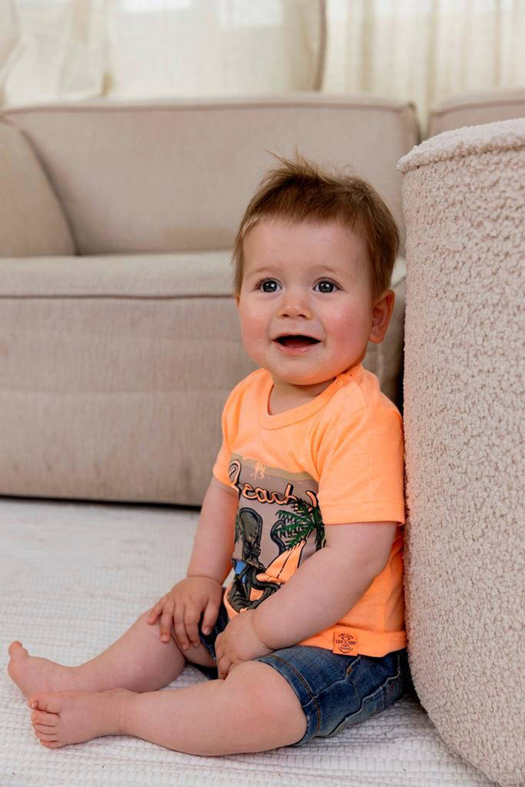 Dirkje longsleeve met printopdruk oranje