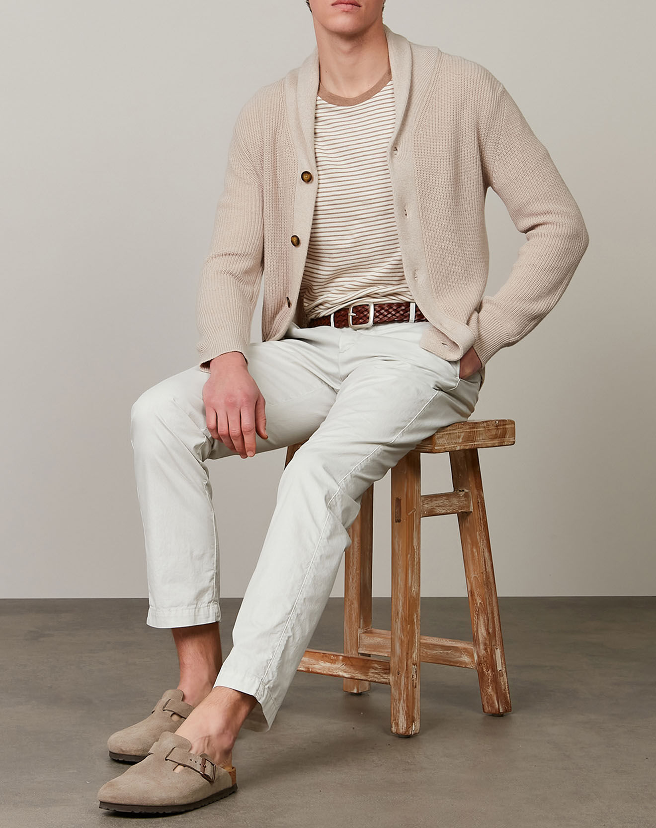 Hartford Cardigan en Coton & Cachemire Rib natural