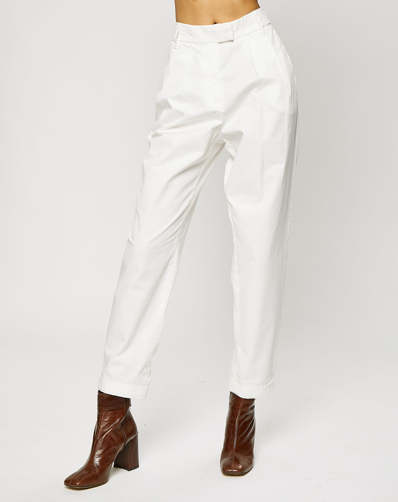Esprit Pantalon chino en Coton à pinces blanc