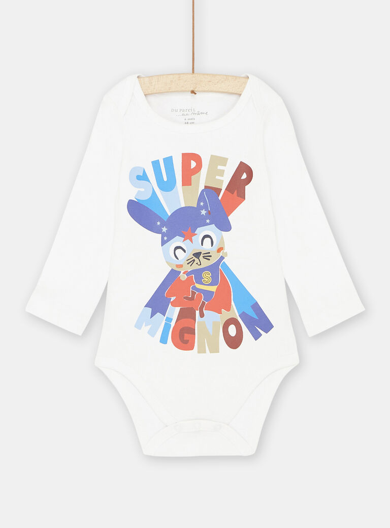 Body blanc à motif super-héros lapin bébé garçon