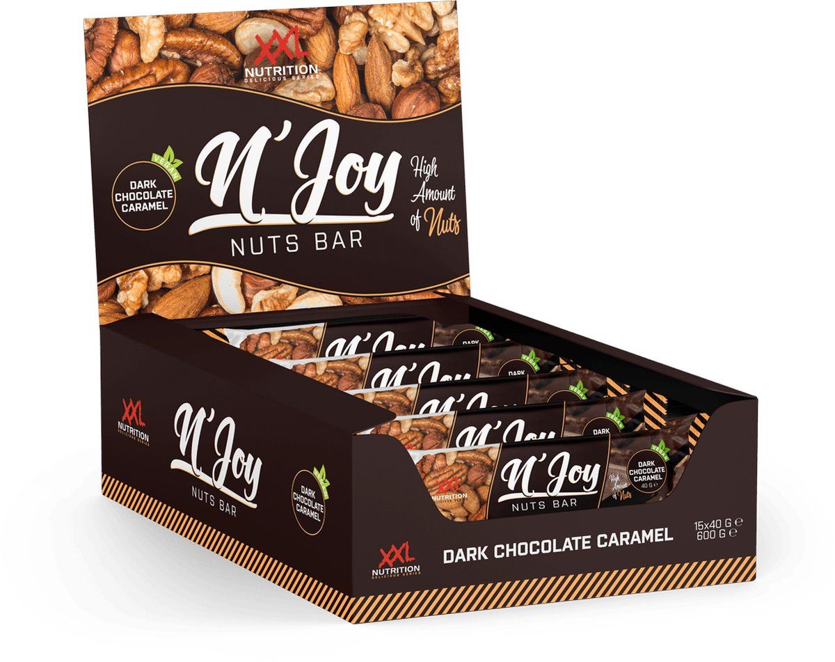 XXL Nutrition N’Joy Nuts Bar Dark Chocolate Caramel Vegan (40 gr)