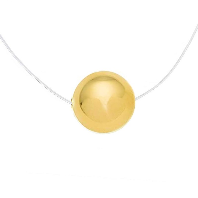 Collier boule fil de nylon transparent Plaqué OR 750 3 microns