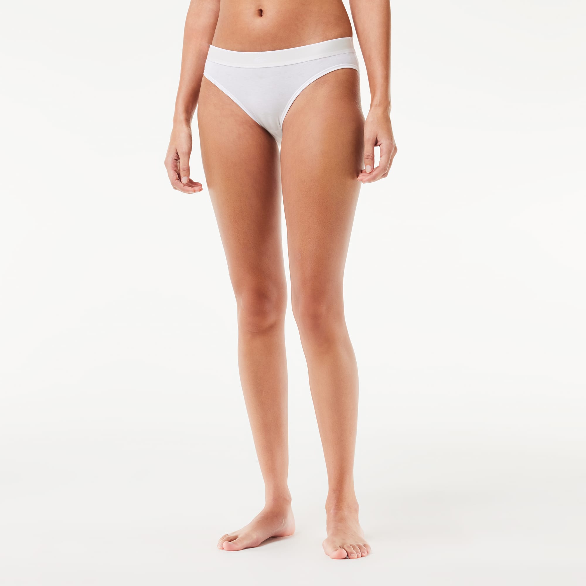 Culotte avec imprimé graphique en coton stretch Culottes & bas - Blanc - Lacoste - Femme