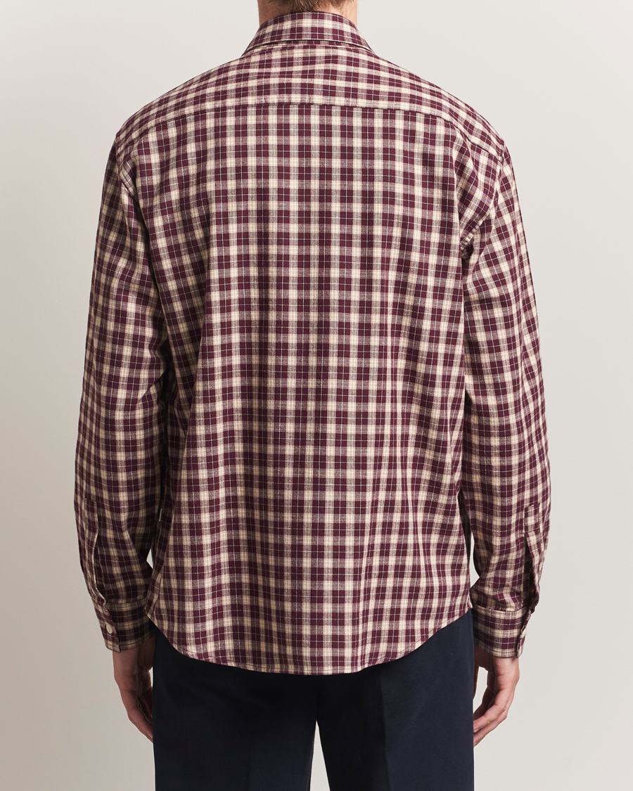 NN07 Deon Flannel Checked Shirt Wine Red
