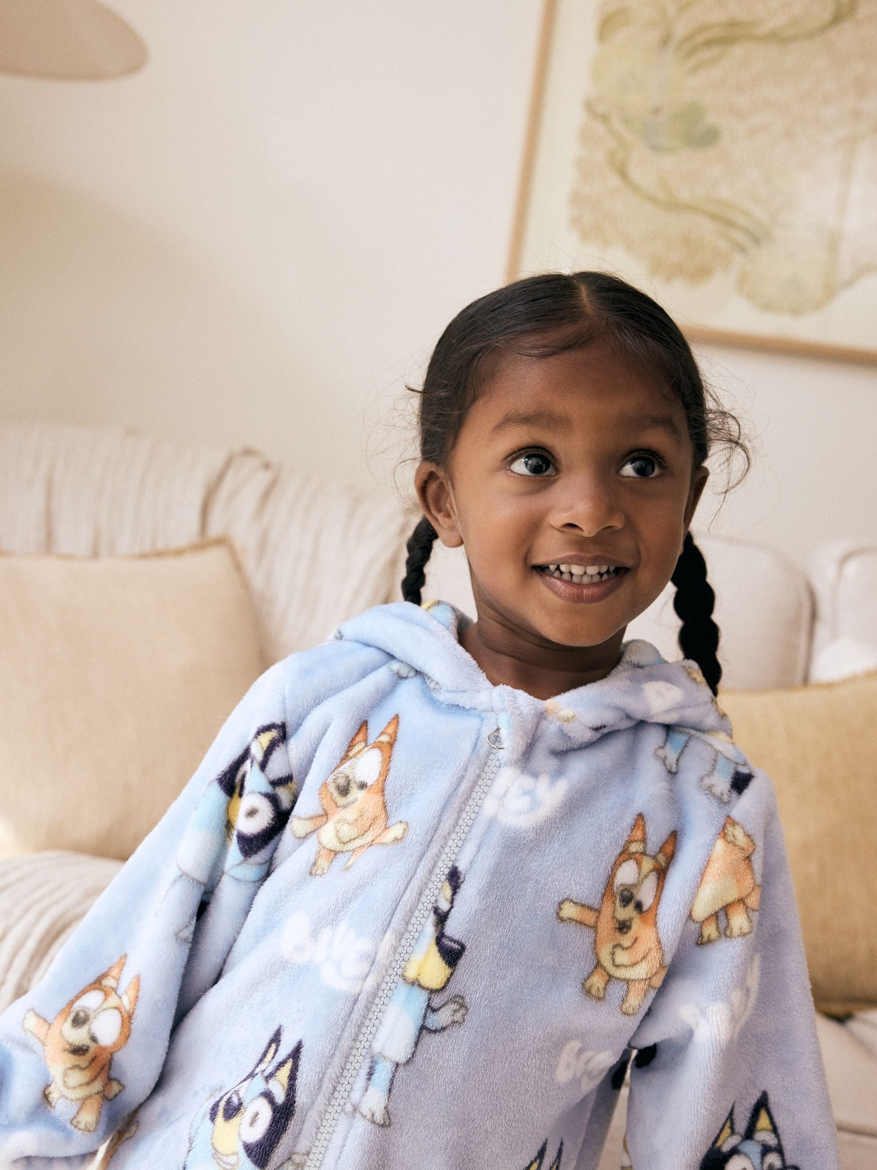 Blauw - Fleece onesie (2-10 jr)