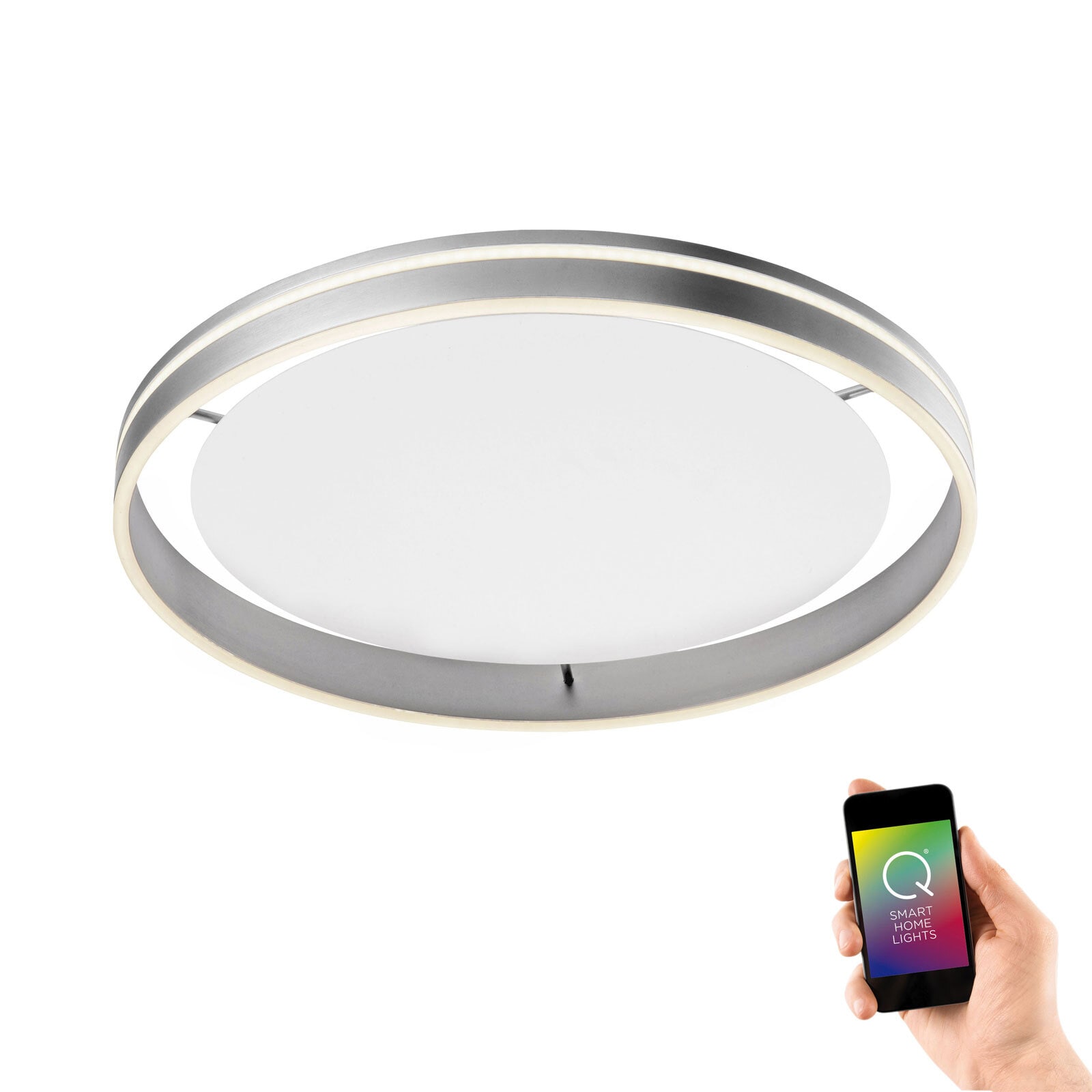 Paul Neuhaus LED Deckenlampe Q-VITO 59 cm stahlfarbig