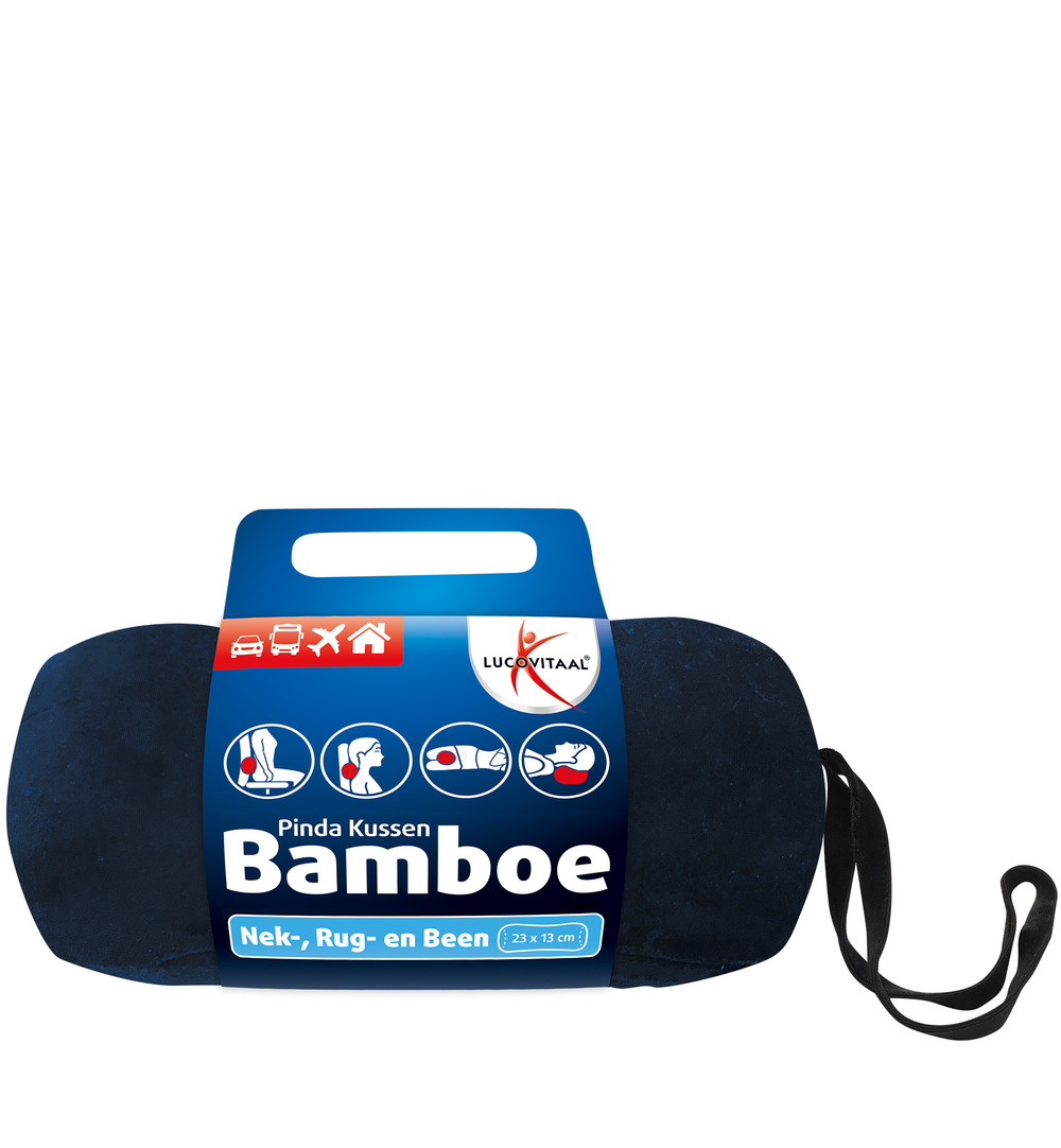 Lucovitaal Bamboe Pinda Kussen Blauw (1 stuk)