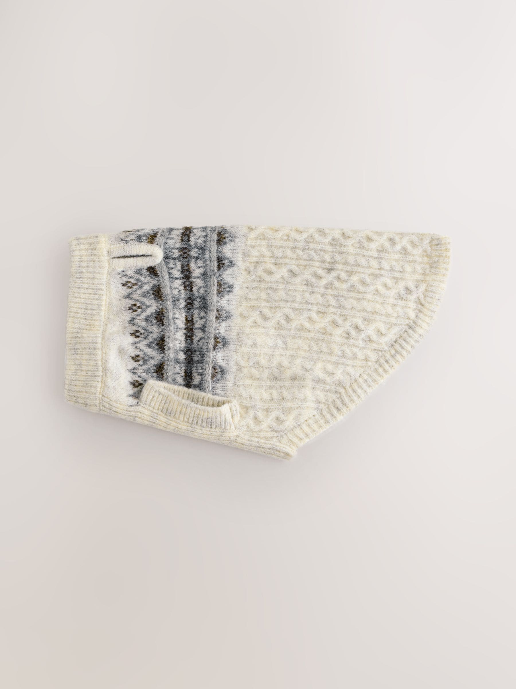 Ecru fairisle-motief  - Gebreide hondentrui