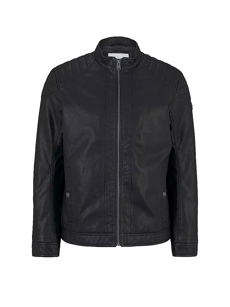 TOM TAILOR Lederjacke schwarz