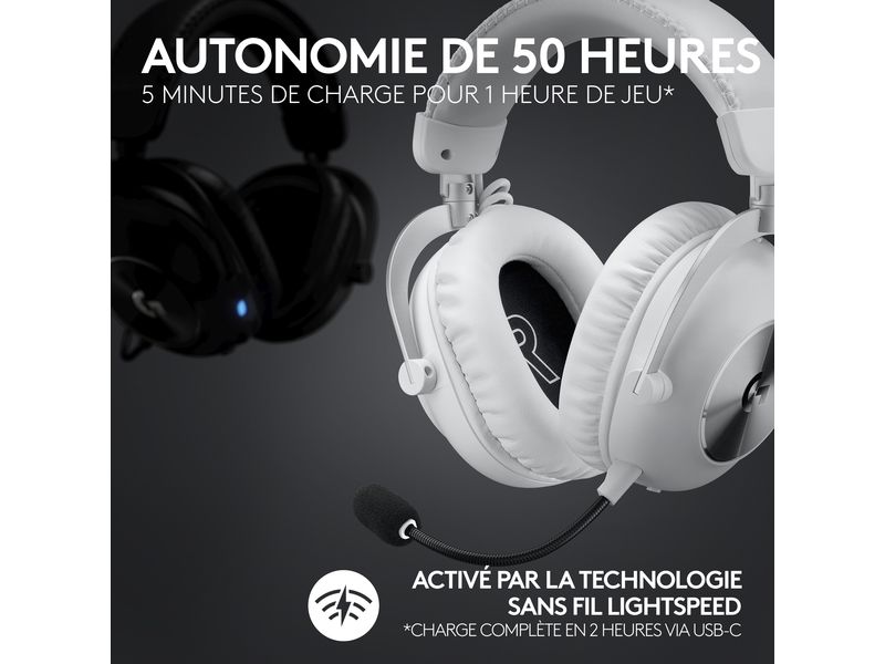 Logitech Headset G Pro X 2 Wireless Lightspeed Gaming Weiss Kabelloses Over-Ear-Headset mit Surround-Sound und weichem Ohrpolster