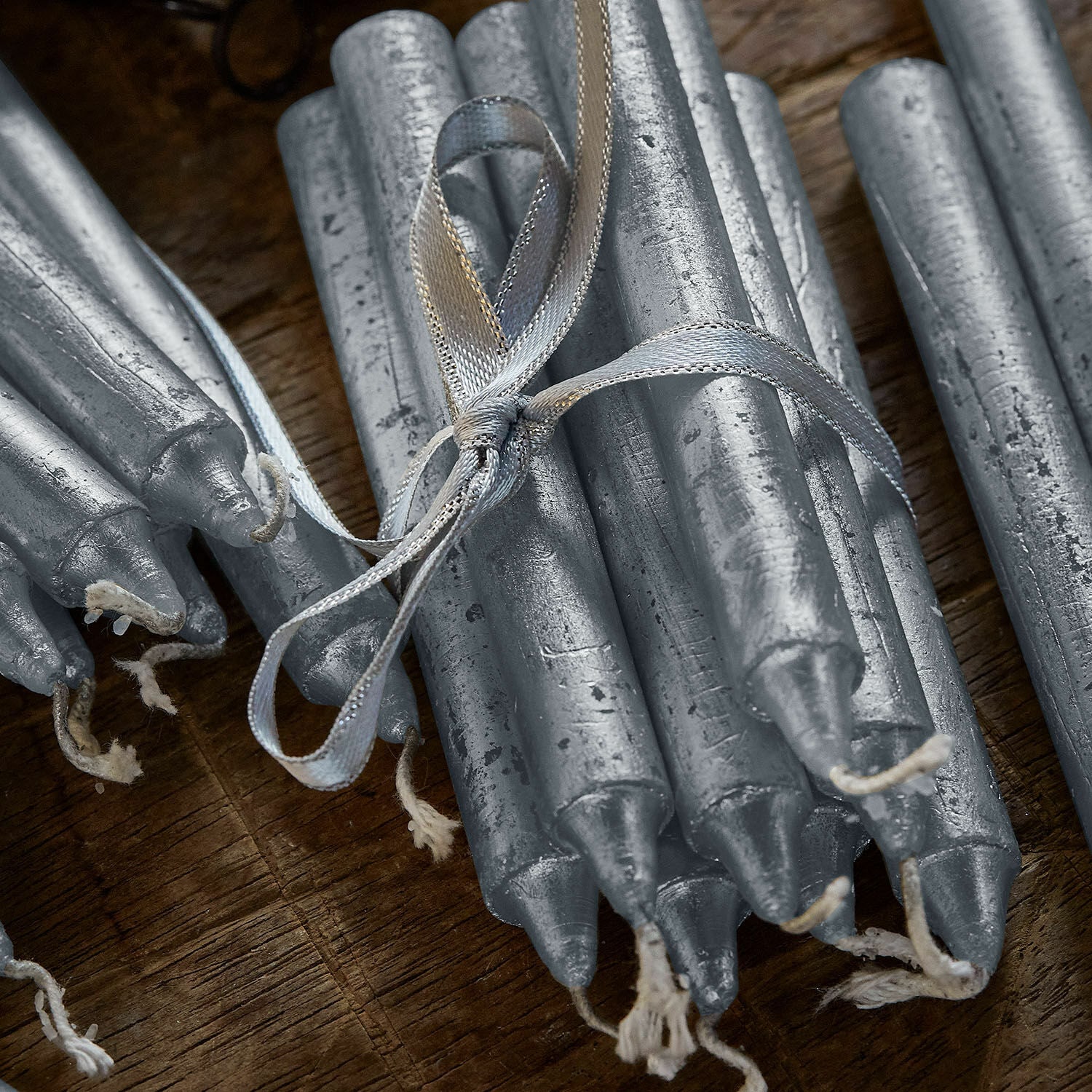 Kerze 12er Set Bauceau silber