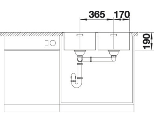 Blanco ANDANO 340/340-IF spoelbak, 745 x 440 mm, roestvrij staal, 522981