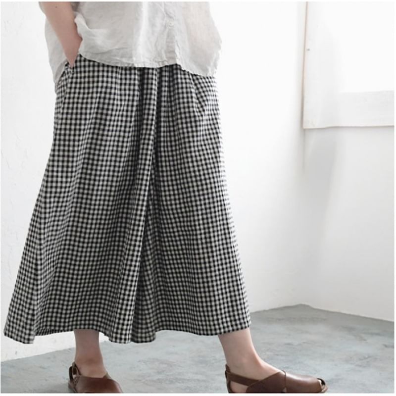 Supernova - Geruite culottes met elastische taille