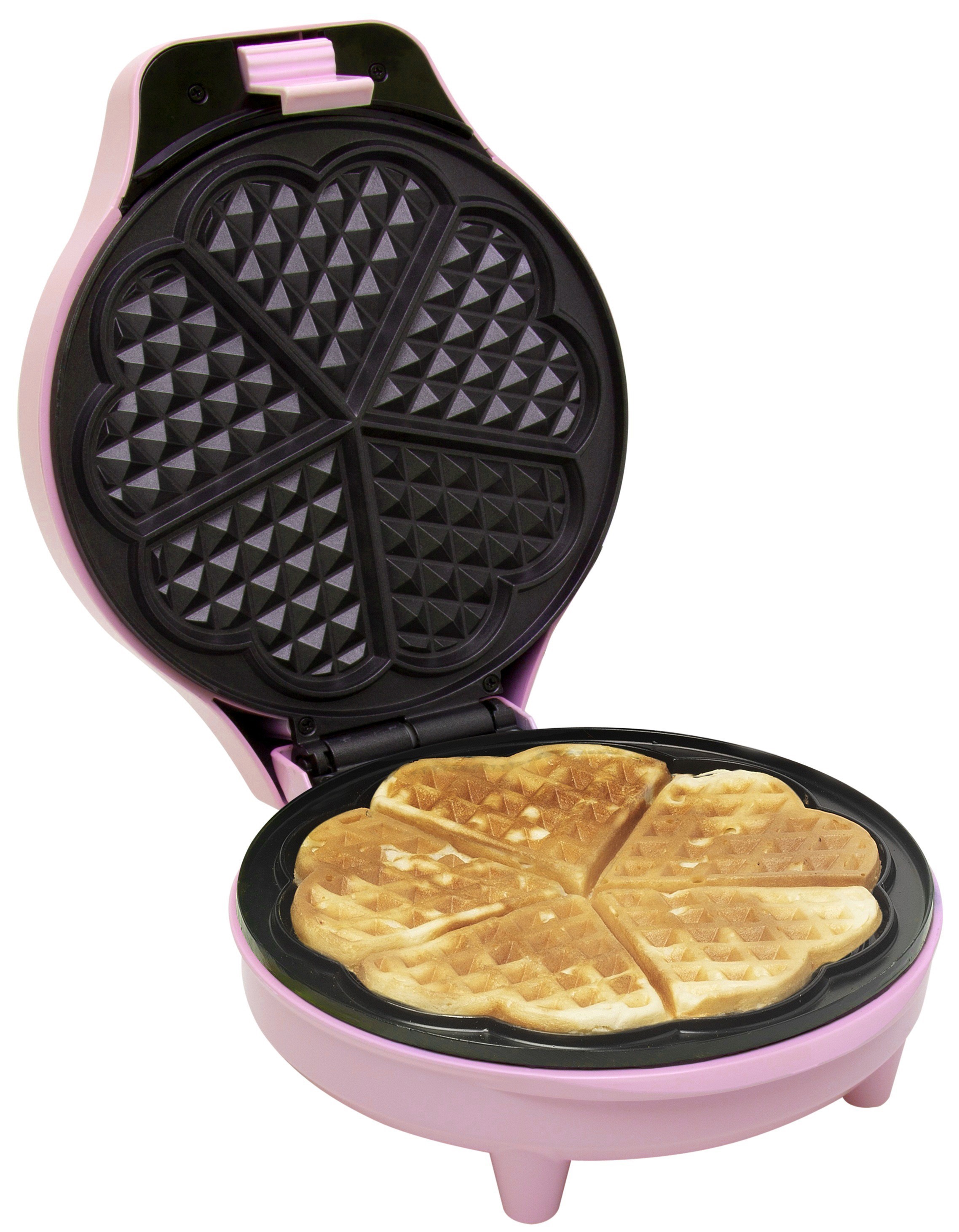 Bestron ''Gaufrier petits coeurs 700W  en rose clair''