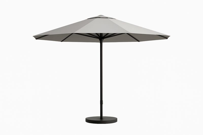 Runder Sonnenschirm Durchmesser 300cm Polyester Grau mit Aluminium