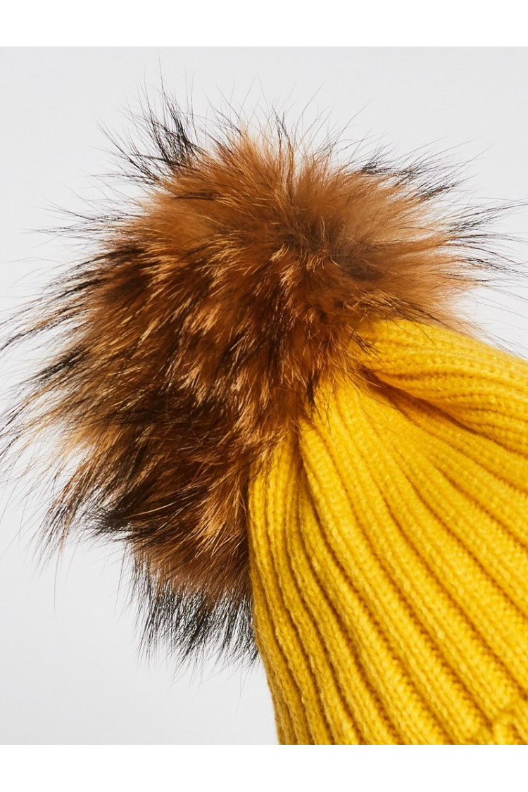 Bonnet avec pompon en fourrure AMOVIBLE