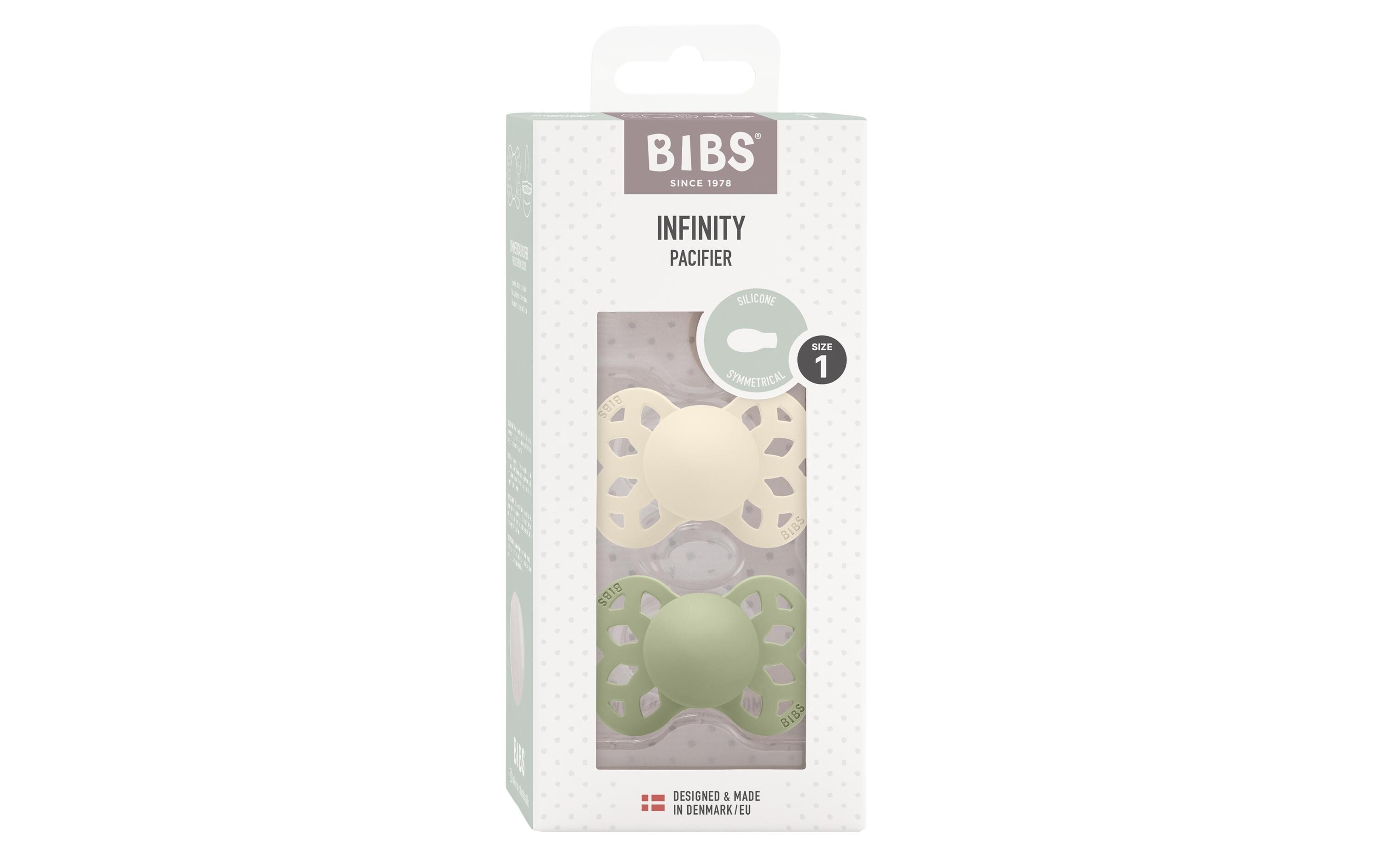 Nuggi symmetrisch 2er Set Ivory/Sage Green 0-6 Mt.Doppelpack Schnuller für Babys