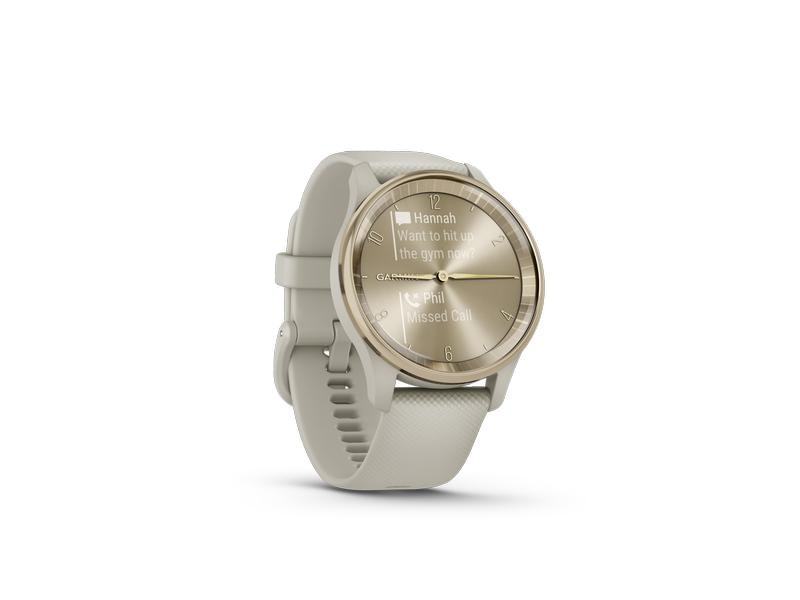 GARMIN Sportuhr Vivomove Trend Weiss/Olivgrün Hybrid-Smartwatch