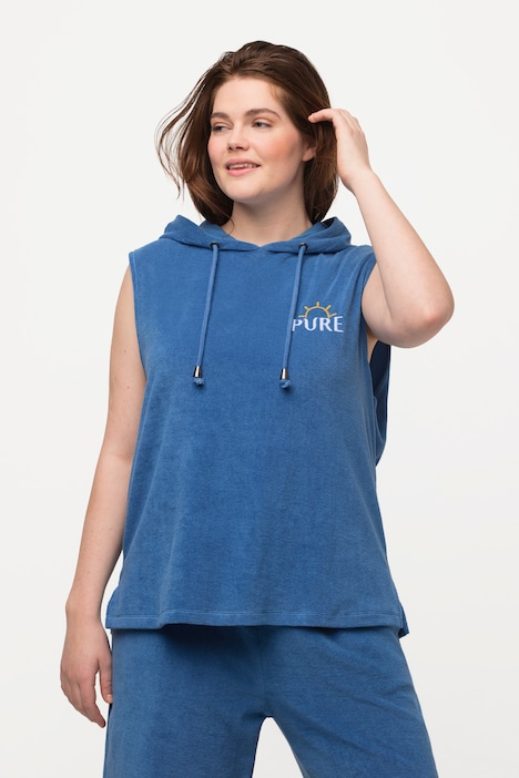 Frottee-Hoodie, ärmellos, Kapuzenshirt, Biobaumwolle
