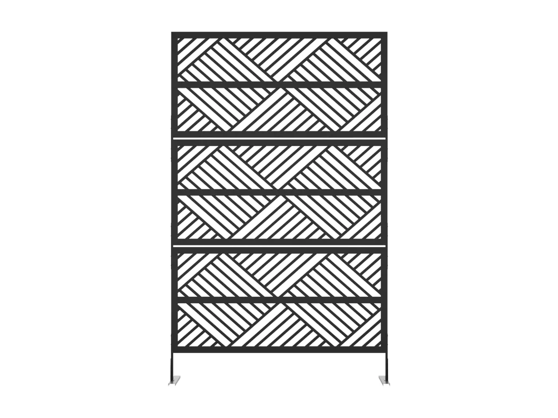 Paravent d'extérieur design géométrique ajouré en métal - L117 x H190 cm - Noir - MONDRILI