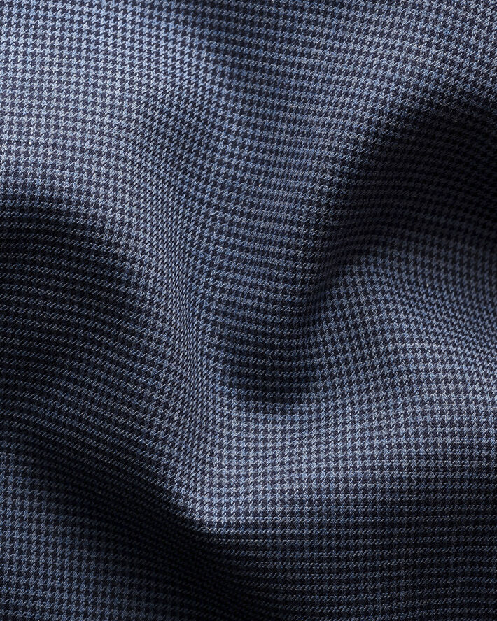 ETON Contemporary Fit Dark Blue Houndstooth Wrinkle Free Flannel Shirt Blå