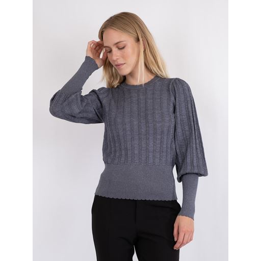 Neo Noir Dary Glitter Strikbluse, Steel Grey, 42