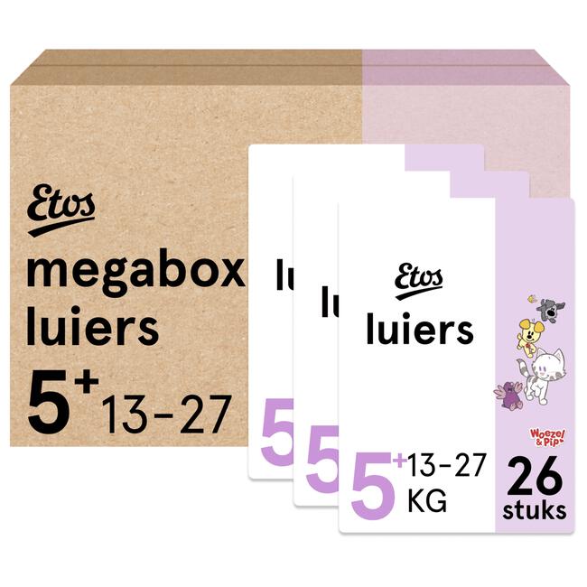 Etos Woezel & Pip Luiers Junior plus Megabox Maat 5+ 13-27 kg 78 stuks
