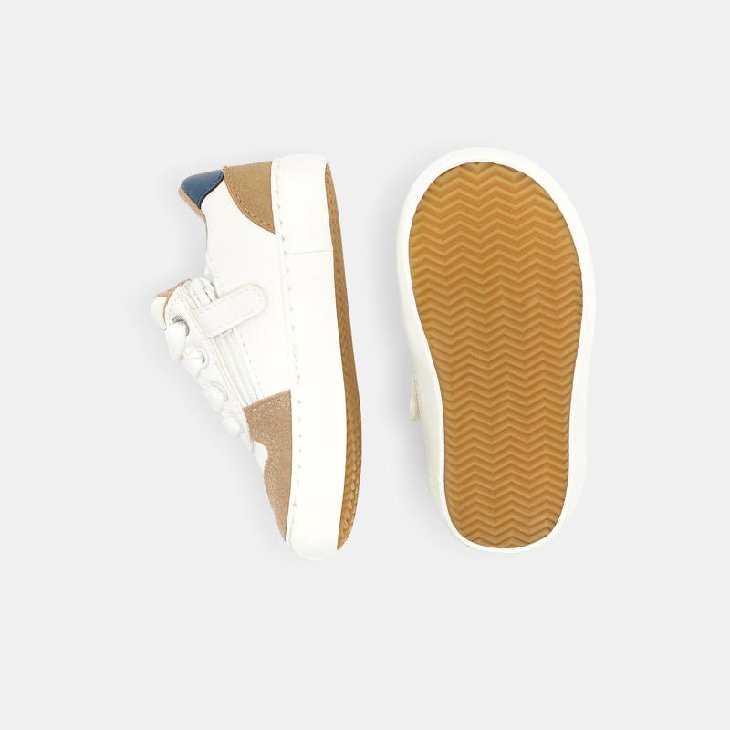 Tennis mix matières bicolores blanches bébé garçon Blanc