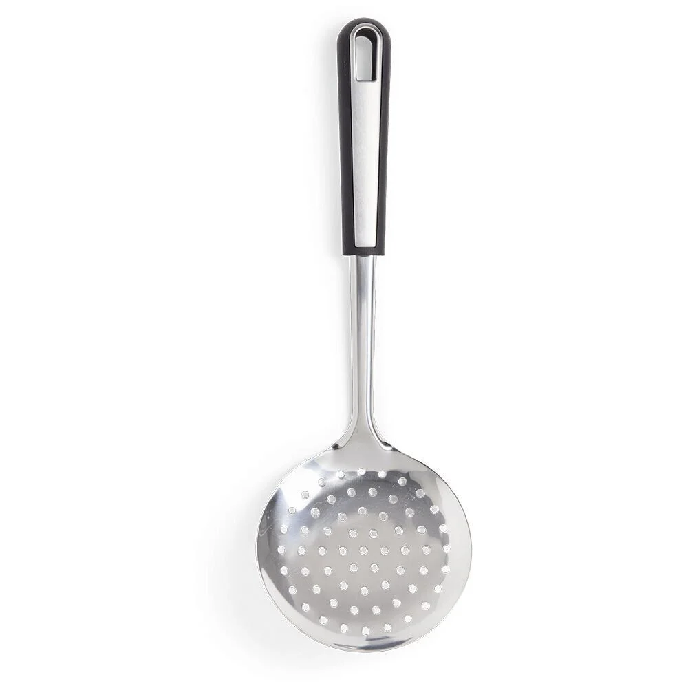 Écumoire en inox avec manche en plastique noir L.35cm